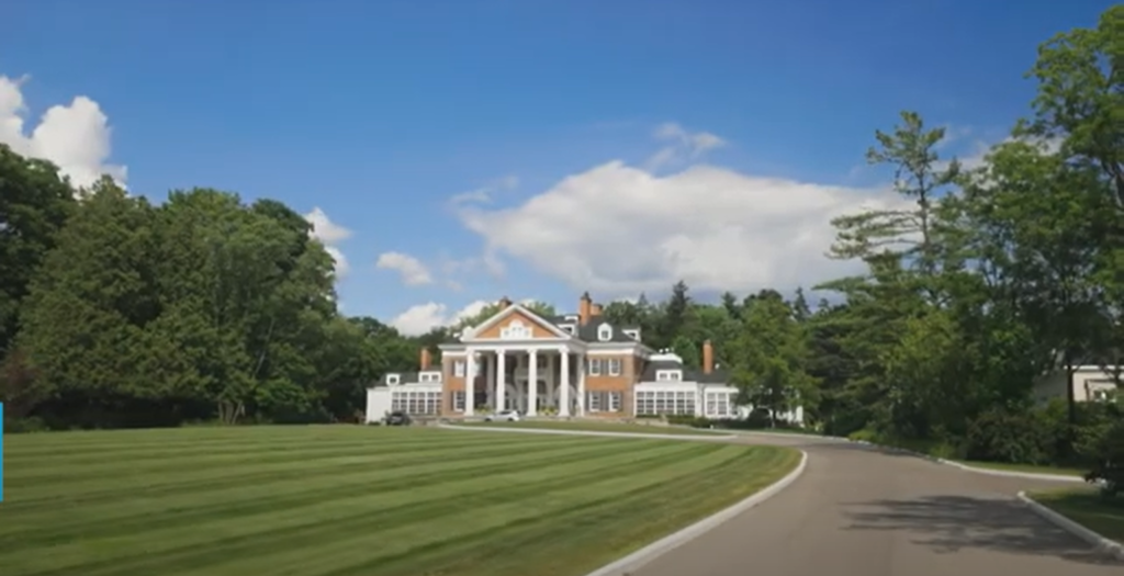 Langdon Hall Cambridge: A picturesque view of Langdon Hall in Cambridge, Ontario, surrounded by lush greenery and historic charm.