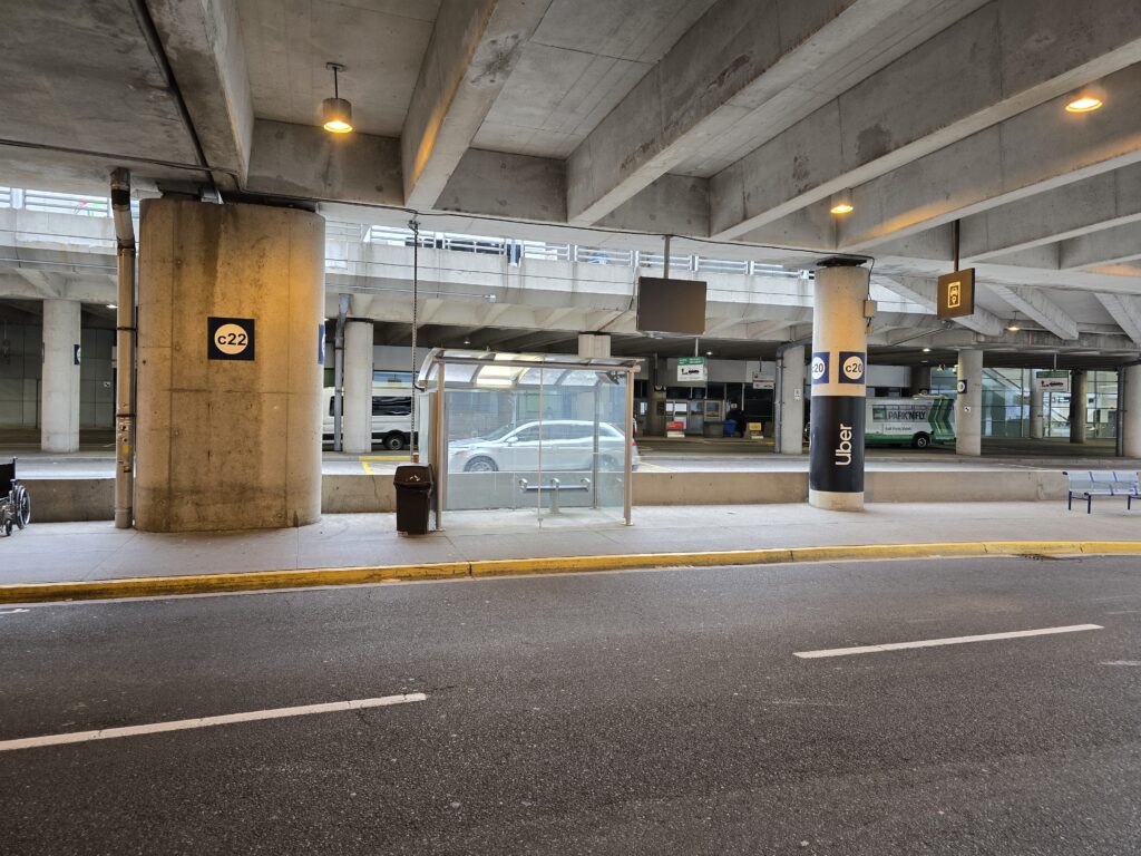 uber at Pearson airport terminal 3 pickup spot pillar