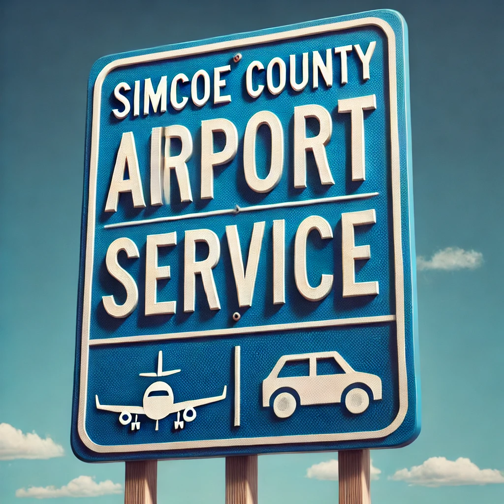 "Road sign for Simcoe County Airport Service"