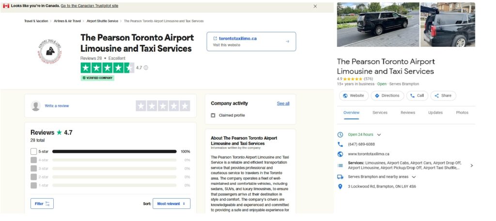 pearson airport taxi and limo reviews on google and trustpilot